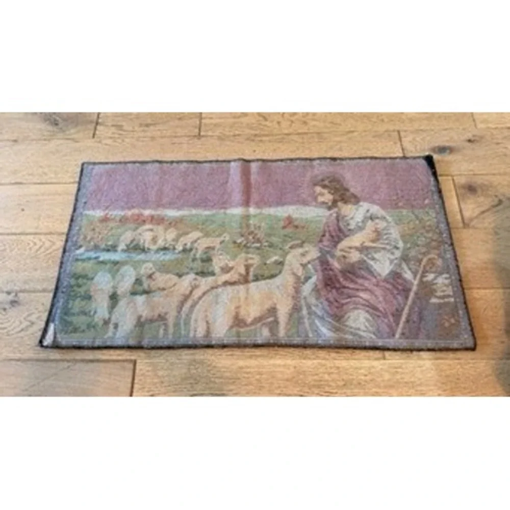 Jesus Good Shepherd Vintage Tapestry Vintage Religious Made in Lebanon (1671)